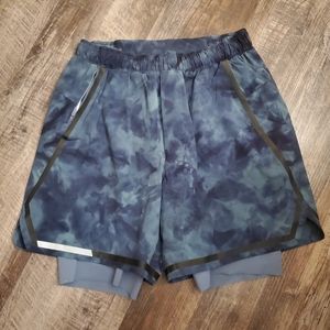 lululemon Tidal Dye River Blue Classic Navy surge shorts size small